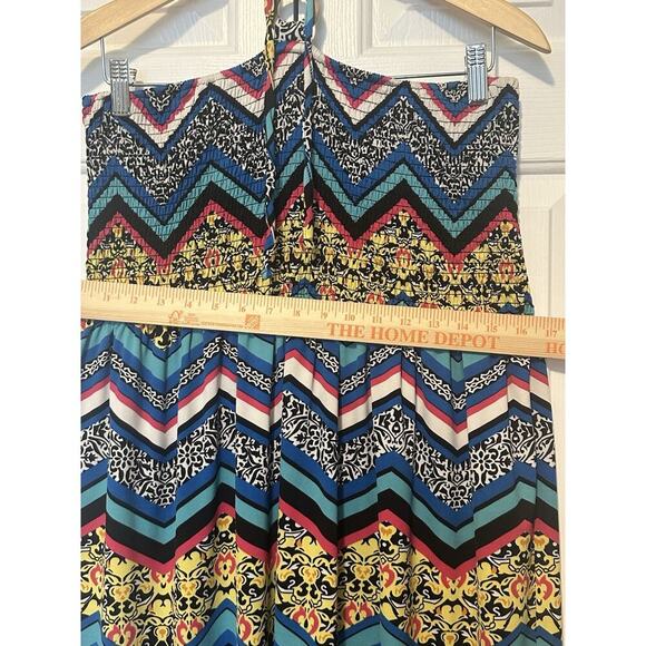 Magic Boho Maxi Dress Halter Beachy Hippie Blues Greens Yellows Beadsd DD03 - Picture 4 of 15